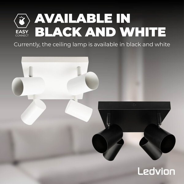 Ledvion LED Deckenstrahler Weiß 4-licht - 4,9W - RGB+CCT - Neigbar