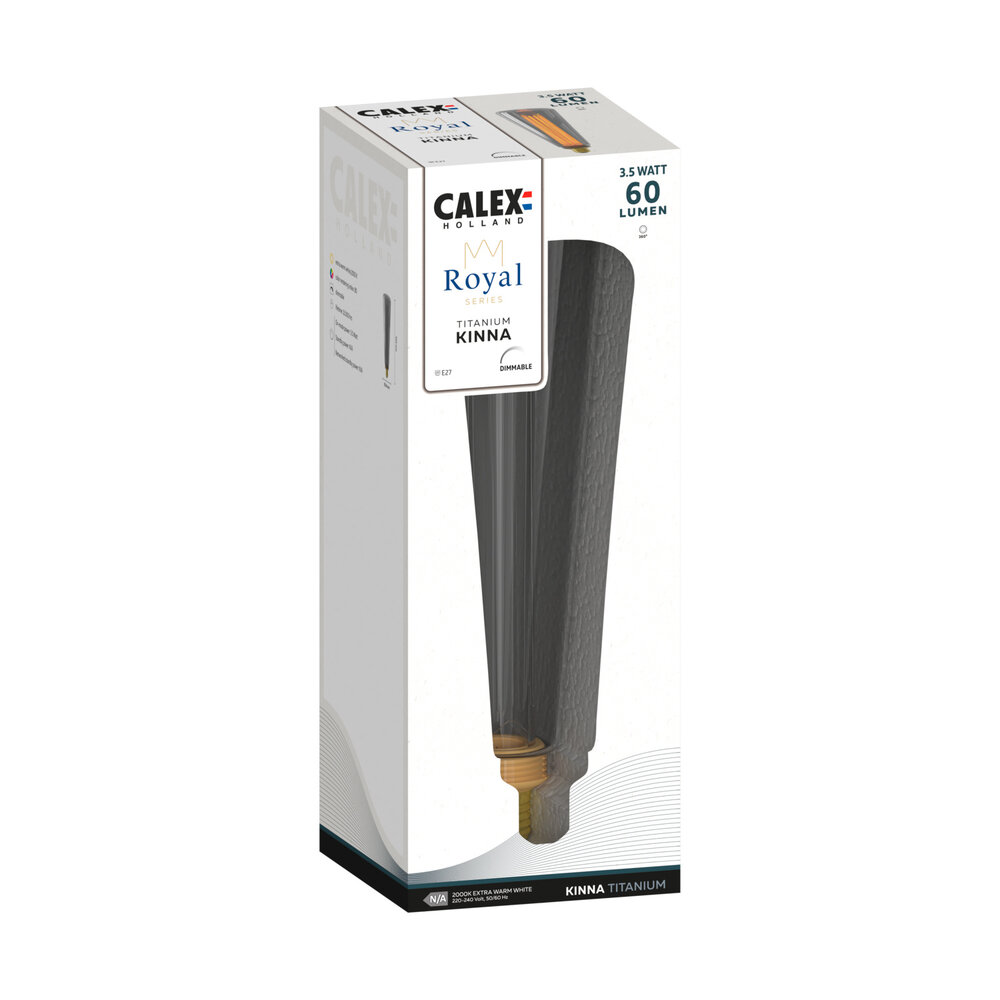 Calex Calex Royal Kinna XXL LED Lampe - E27 - 3,5W - Titan - Dimmbar