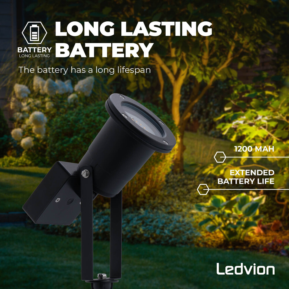 Ledvion 2x LED Solar Gartenstrahler - Schwarz - IP44