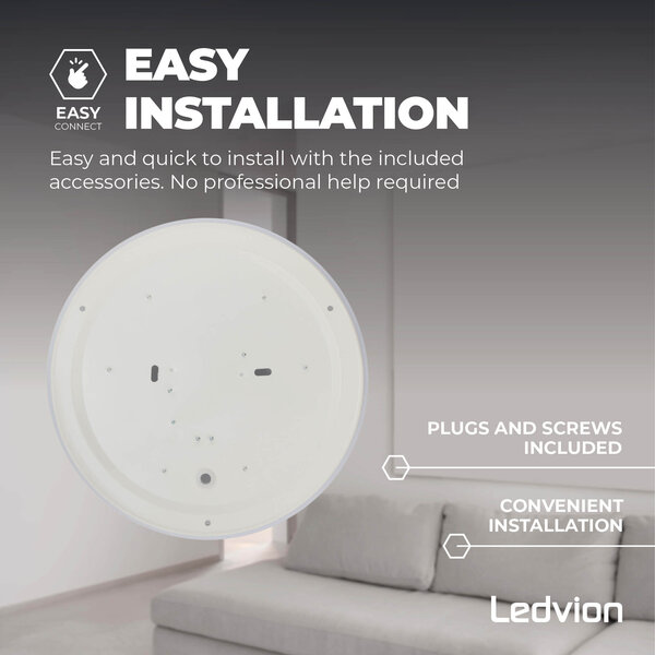 Ledvion Deckenleuchte - 18W - 3000K - 1800 Lumen - Ø24 CM