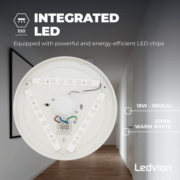 Ledvion Deckenleuchte - 18W - 3000K - 1800 Lumen - Ø24 CM
