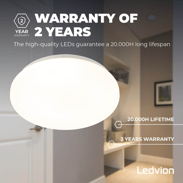 Ledvion Deckenleuchte - 18W - 3000K - 1800 Lumen - Ø24 CM
