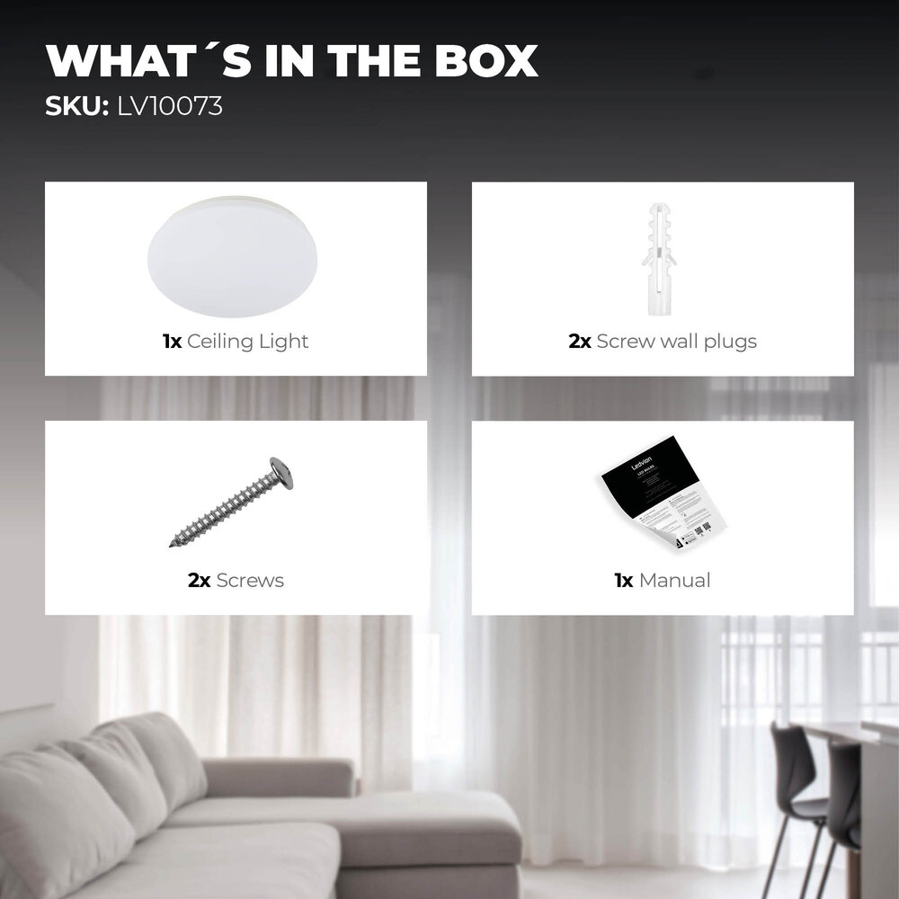 Ledvion Deckenleuchte - 24W - 3000K - 2400 Lumen - Ø31,5 CM