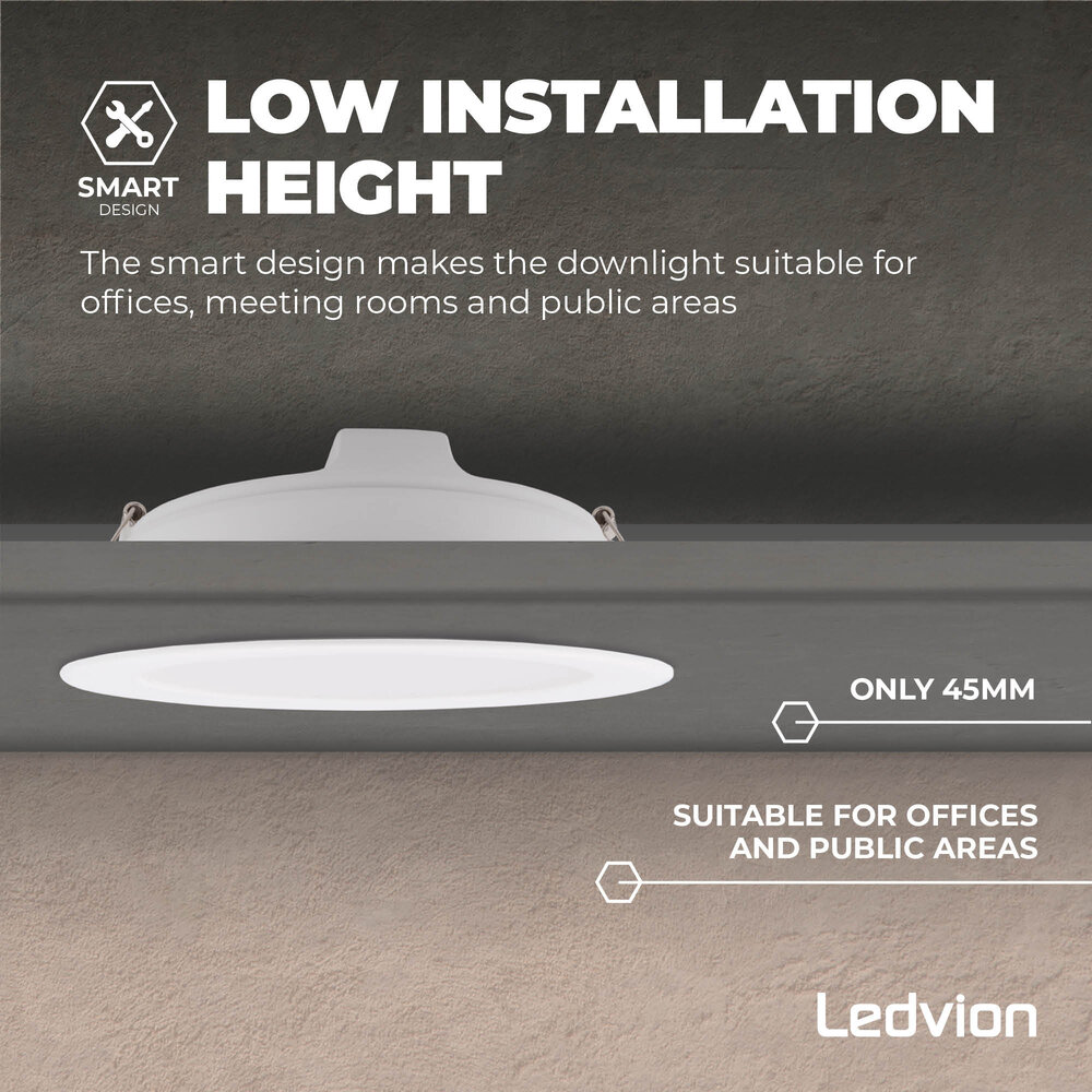 Ledvion LED Downlight 18W - 4000K - 1620 Lumen - Ø170 mm