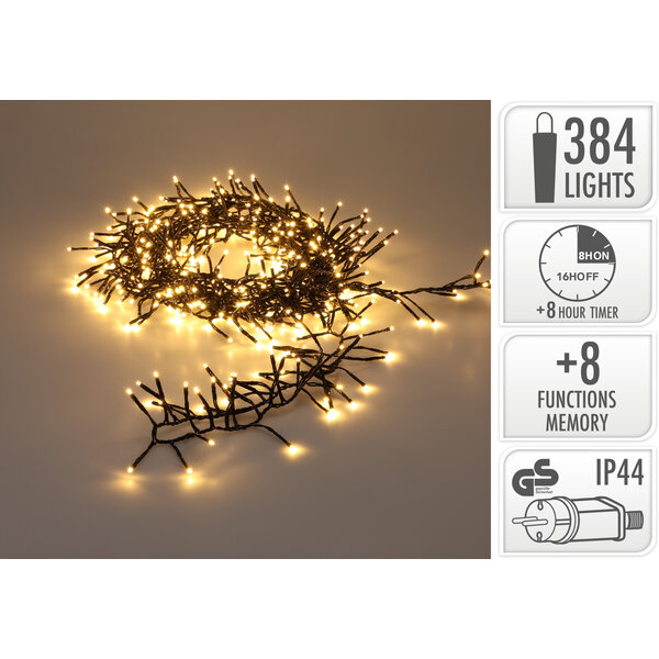 Beleuchtungonline 4,9m LED Weihnachtsbeleuchtung - Lichterkette Außenbereich - 384 LEDs - Warmweißes Licht