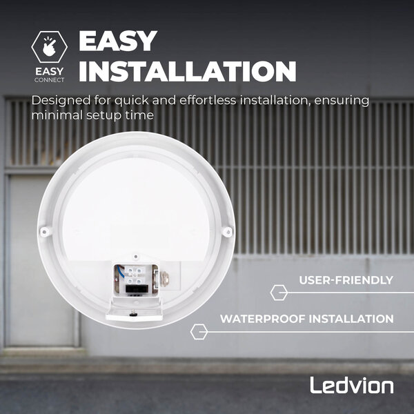 Ledvion LED Bulkhead Ø22 CM - Deckenleuchte - 10W - CCT - 1000 Lumen - Weiß - IP65 Wasserdicht - 5 Jahre Garantie