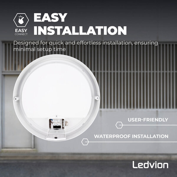 Ledvion LED Bulkhead Ø28 CM - Deckenleuchte - 20W - CCT - 2000 Lumen - Weiß - IP65 Wasserdicht - 5 Jahre Garantie