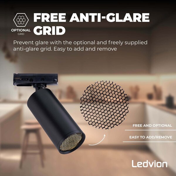 Ledvion 1m LED Schienensystem - 2 Spots - 3W - 2700K - Dimmbar - 1 Phasen - Schwarz