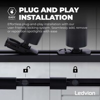 Ledvion 1m LED Schienensystem - 2 Spots - 3W - 2700K - Dimmbar - 1 Phasen - Schwarz