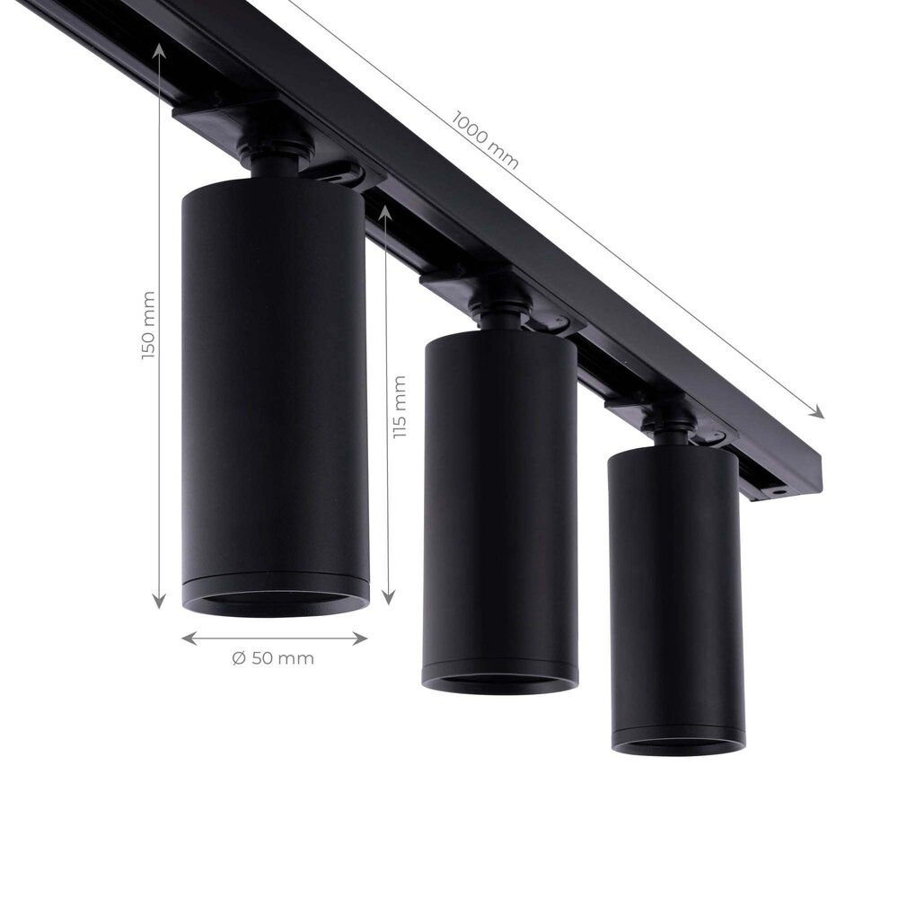 Ledvion 1m LED Schienensystem - 2 Spots - 3W - 2700K - Dimmbar - 1 Phasen - Schwarz