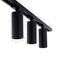 Ledvion 1m LED Schienensystem - 2 Spots - 3W - 2700K - Dimmbar - 1 Phasen - Schwarz