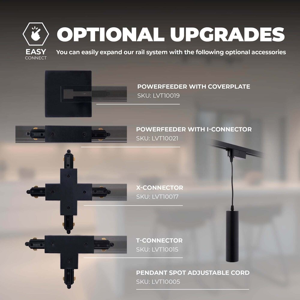 Ledvion 1m LED Schienensystem - 4 Spots - 3W - 2700K - Dimmbar - 1 Phasen - Schwarz