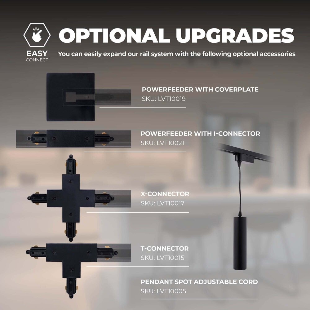 Ledvion 3m LED Schienensystem - 5 Spots - 3W - 2700K - Dimmbar - 1 Phasen - Schwarz