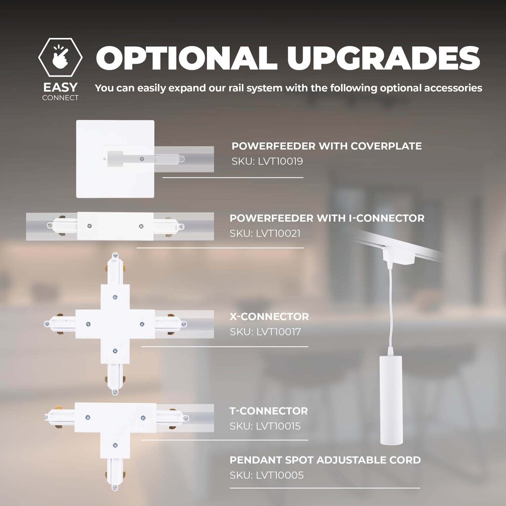 Ledvion 1m LED Schienensystem - 2 Spots - Dimmbar - 1 Phasen - Weiß