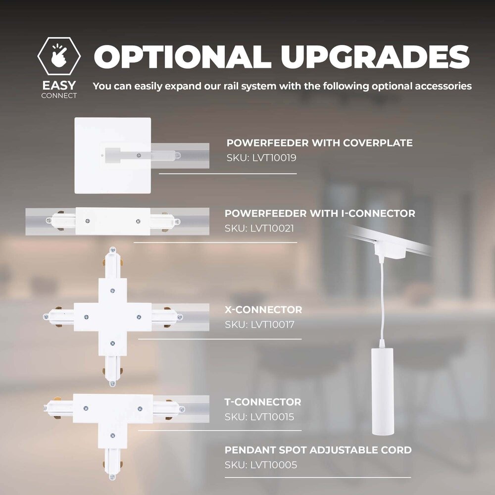 Ledvion 1m LED Schienensystem - 2 Spots - 3W - 2700K - Dimmbar - 1 Phasen - Weiß