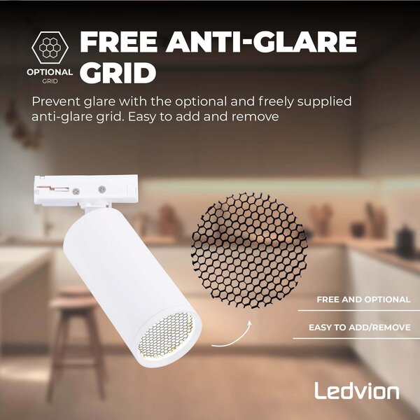 Ledvion 1m LED Schienensystem - 2 Spots - 3W - 2700K - Dimmbar - 1 Phasen - Weiß