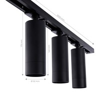 Ledvion 1m LED Schienensystem - 3 Spots - 5W - 2700K - Dimmbar - 1 Phasen - Schwarz