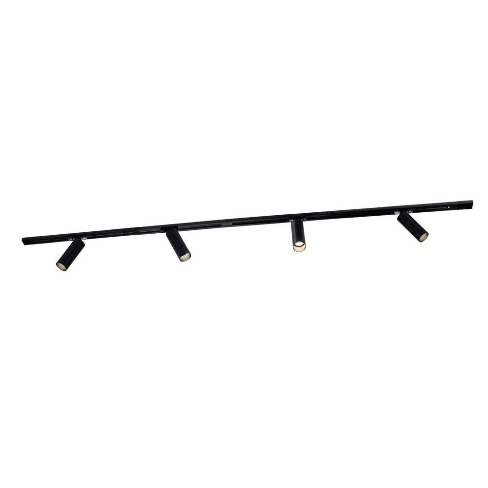 Ledvion 2m LED Schienensystem - 4 Spots - 3W - 2700K - Dimmbar - 1 Phasen - Schwarz