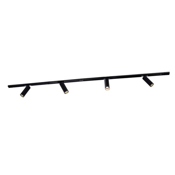 Ledvion 2m LED Schienensystem - 4 Spots - 3W - 2700K - Dimmbar - 1 Phasen - Schwarz