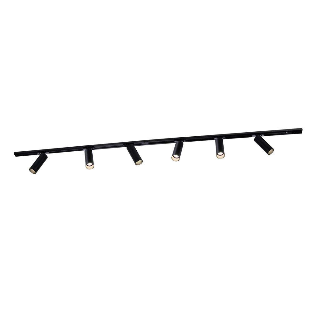Ledvion 2m LED Schienensystem - 6 Spots - 3W - 2700K - Dimmbar - 1 Phasen - Schwarz