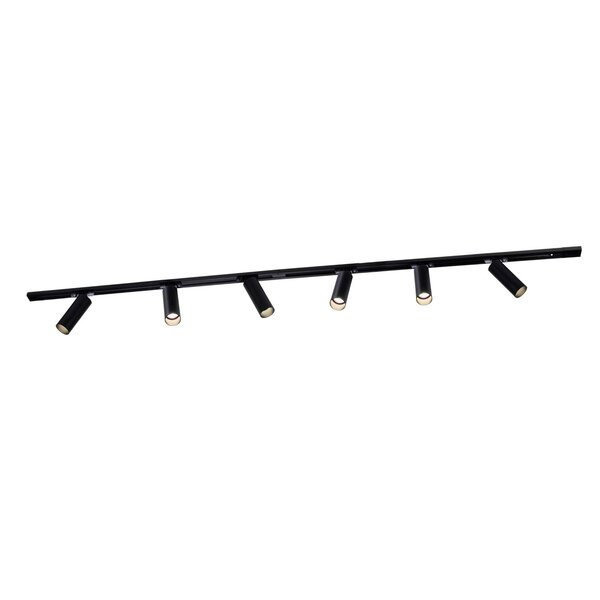 Ledvion 2m LED Schienensystem - 6 Spots - 3W - 2700K - Dimmbar - 1 Phasen - Schwarz