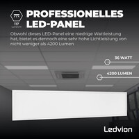 Ledvion Lumileds LED-Panel 30x120 - 36W - 3000K - 117 lm/W - UGR <22 - 5 Jahre Garantie