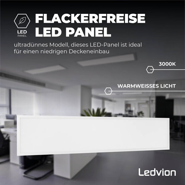 Ledvion Lumileds LED-Panel 30x120 - 36W - 3000K - 117 lm/W - UGR <22 - 5 Jahre Garantie