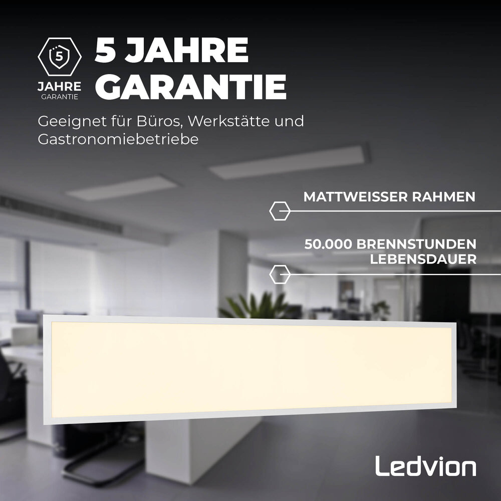 Ledvion Lumileds LED-Panel 30x120 - 36W - 3000K - 117 lm/W - UGR <22 - 5 Jahre Garantie
