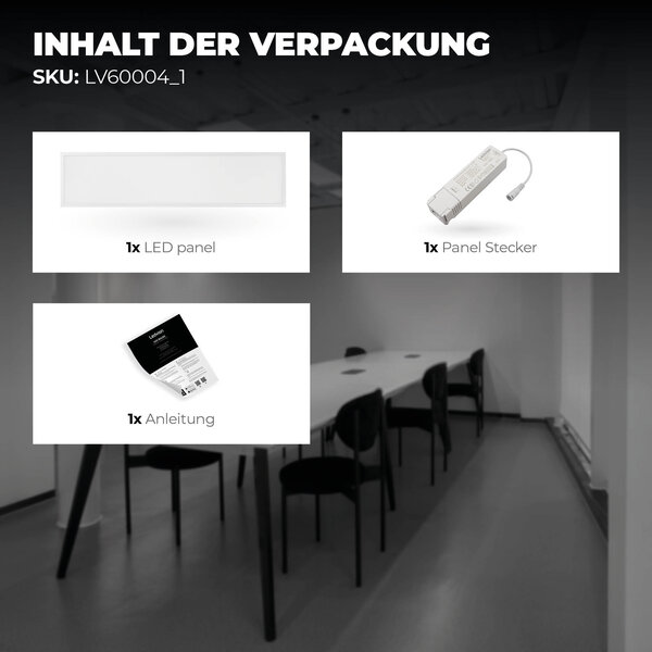 Ledvion Lumileds LED-Panel 30x120 - 36W - 3000K - 117 lm/W - UGR <22 - 5 Jahre Garantie
