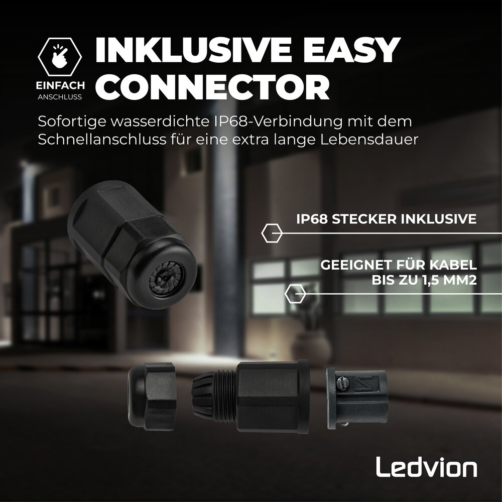 Ledvion LED Fluter mit Sensor 100W - Osram LED Chips - 6500K - Schnellanschluss