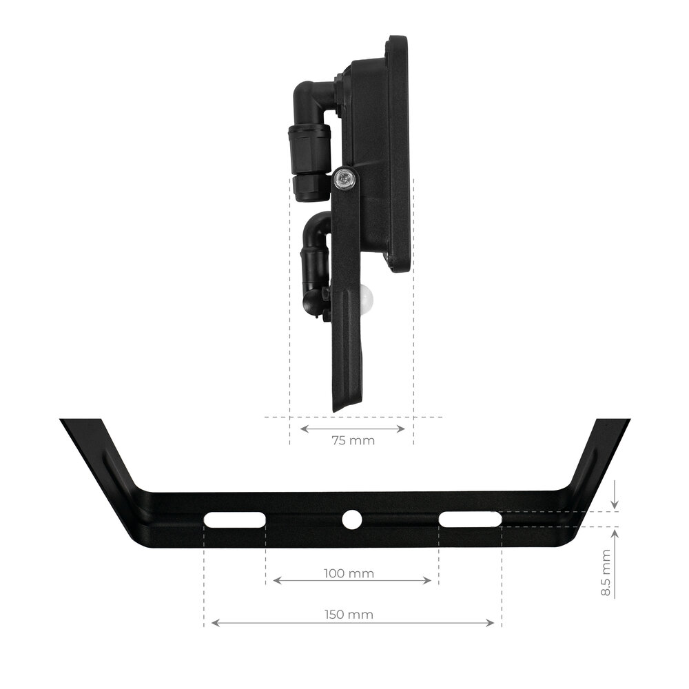 Ledvion LED Fluter mit Sensor 100W - Osram LED Chips - 6500K - Schnellanschluss