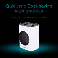 Tiqvi Heizlüfter - 1500W - Bis zu 25 m² - PTC - 2 Einstellungen - Weiß - Elektroheizung - Einstellbarer Thermostatknopf