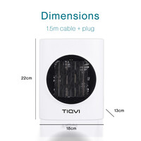 Tiqvi Heizlüfter - 1500W - Bis zu 25 m² - PTC - 2 Einstellungen - Weiß - Elektroheizung - Einstellbarer Thermostatknopf