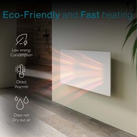 Tiqvi Smart Paneelheizung - 1500W - 4 Heizstufen - Überhitzungsschutz - WiFi - Weiß - Bis 25m²