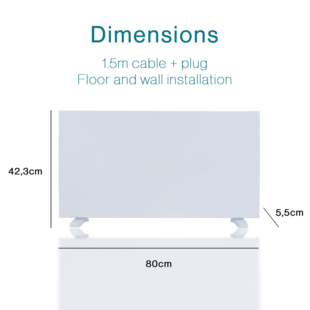 Tiqvi Smart Paneelheizung - 1500W - 4 Heizstufen - Überhitzungsschutz - WiFi - Weiß - Bis 25m²