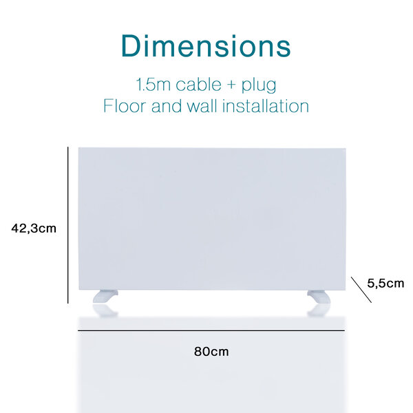 Tiqvi Smart Paneelheizung - 1500W - 4 Heizstufen - Überhitzungsschutz - WiFi - Weiß - Bis 25m²