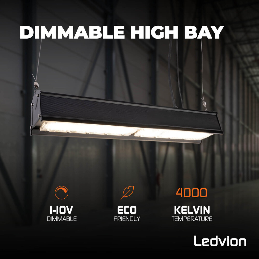 Ledvion LED Hallenstrahler Linear 150W - 175lm/W -  IP65 - 4000K - Dimmbar - Lumileds Chips - Lagerbeleuchtung - 5 Jahre Garantie