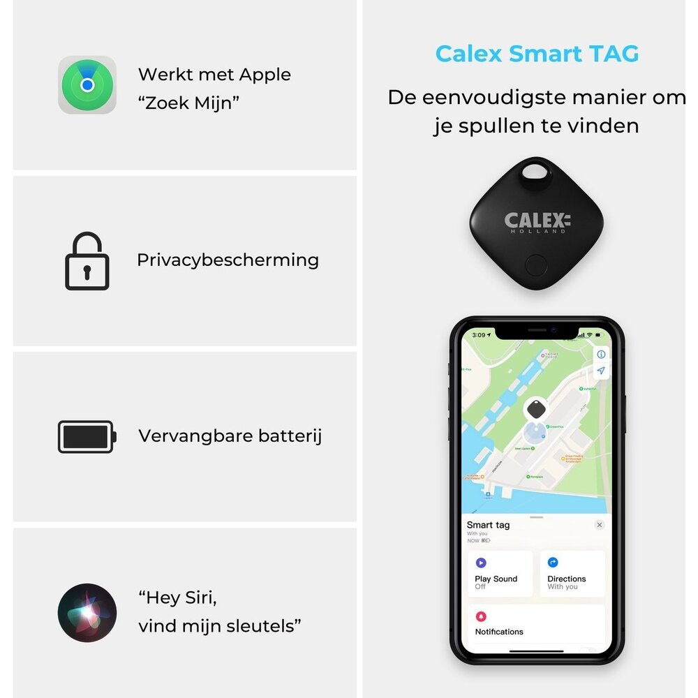 Calex Calex Smart Tag - Bluetooth - Inkl. Gerätemeldungen - Suchfunktion - 3 Pack