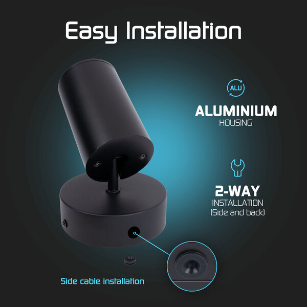 Ledvion LED Deckenstrahler Schwarz - Dimmbar - 4,9W - RGB+CCT - Neigbar