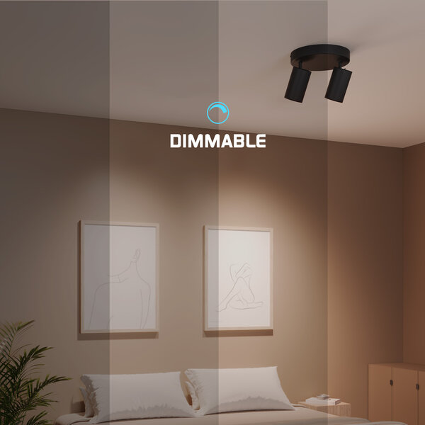 Ledvion LED Deckenstrahler Schwarz Duo - Dimmbar - 3W - 6500K - Neigbar