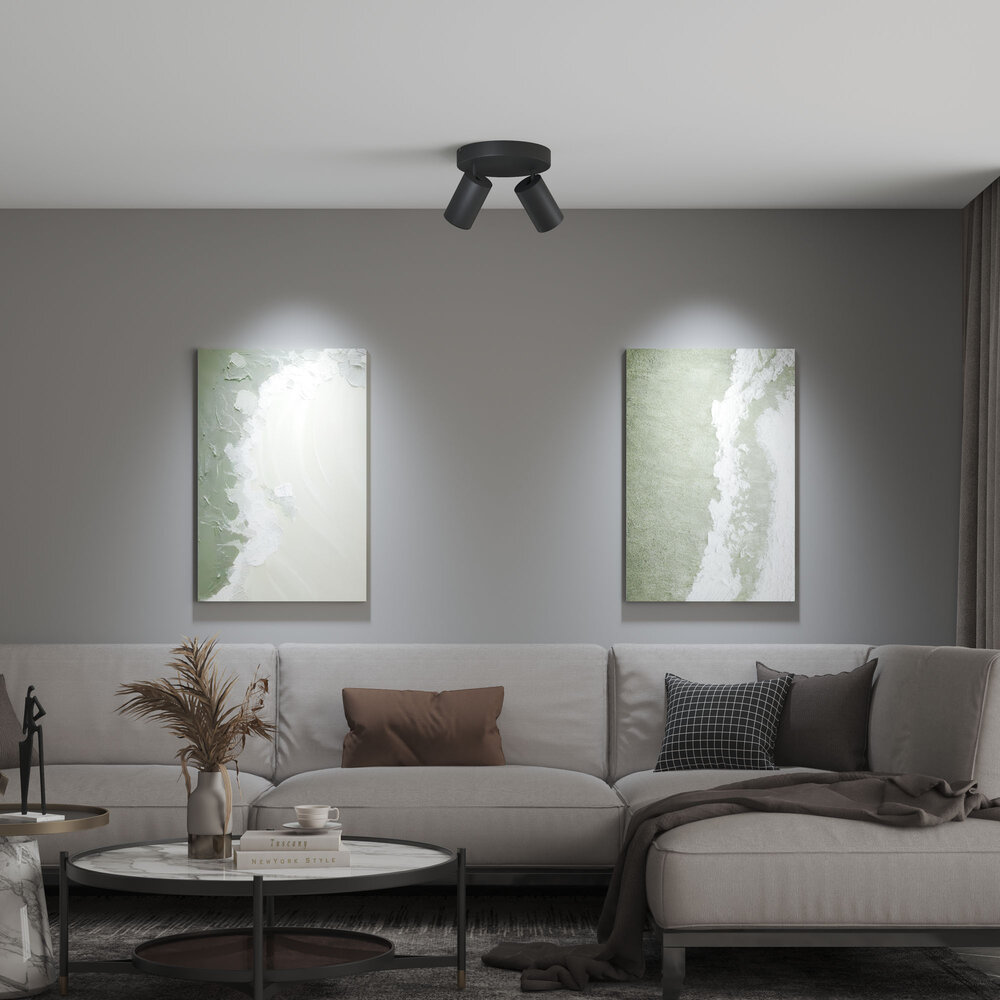 Ledvion LED Deckenstrahler Schwarz Duo - Dimmbar - 3W - 6500K - Neigbar