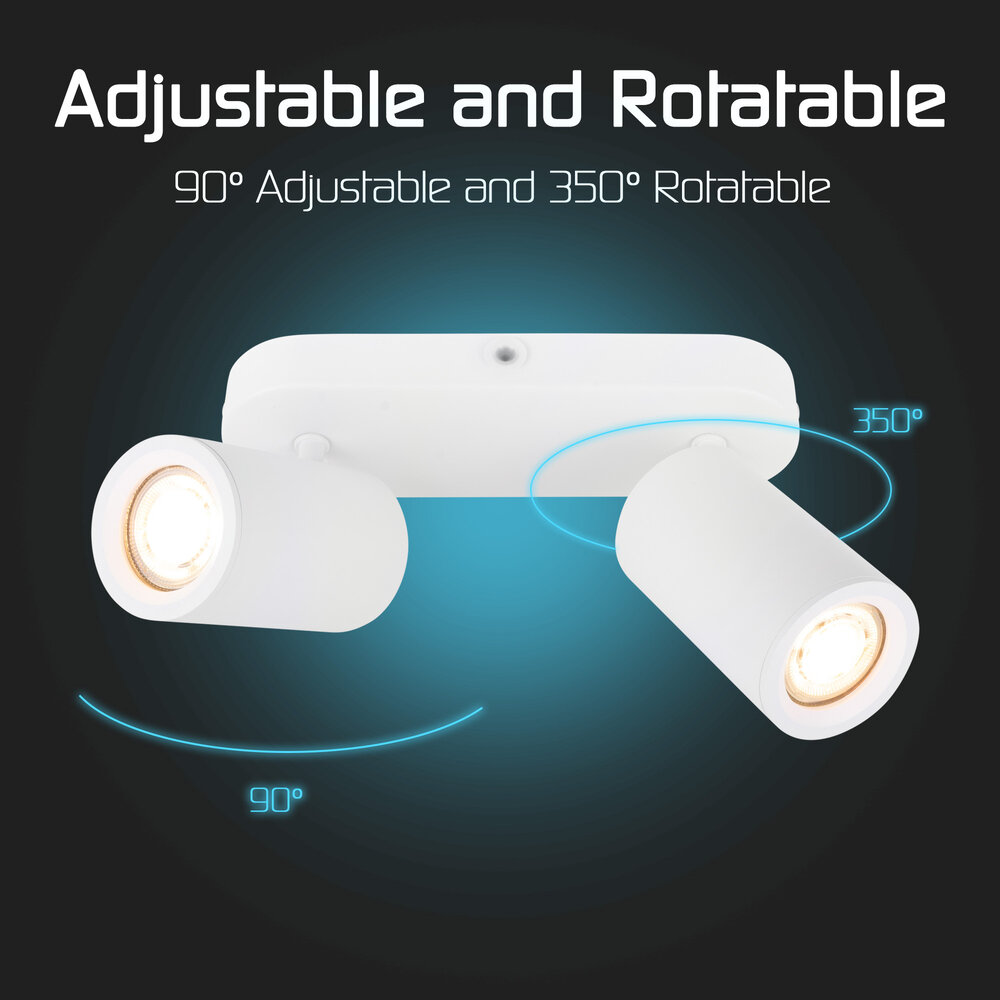 Ledvion LED Deckenstrahler Weiß Duo - Dimmbar - 3W - 2700K - Neigbar