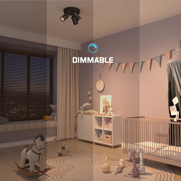 Ledvion LED Deckenstrahler Schwarz Trio - Dimmbar - 3W - 4000K - Neigbar