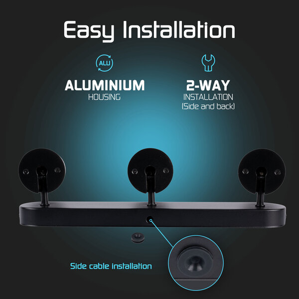 Ledvion LED Deckenstrahler Schwarz Trio - Dimmbar - 3W - 2700K - Neigbar
