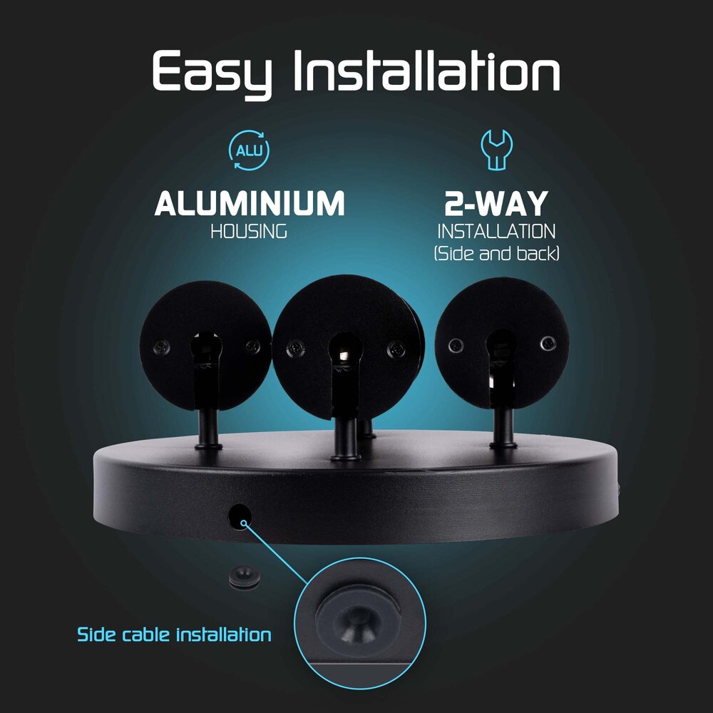 Ledvion LED Deckenstrahler Schwarz 4-licht - Dimmbar - 3W - 2700K - Neigbar