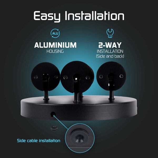 Ledvion LED Deckenstrahler Schwarz 4-licht - Dimmbar - 3W - 2700K - Neigbar