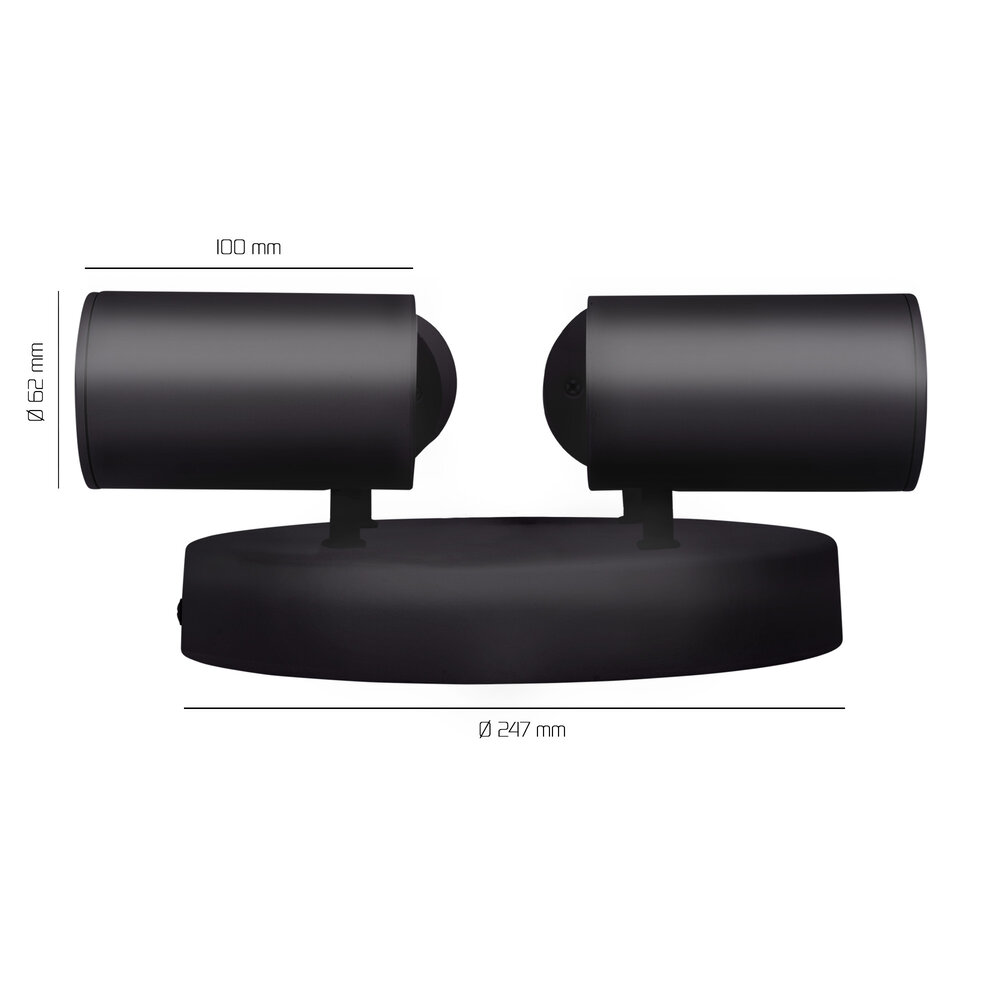 Ledvion LED Deckenstrahler Schwarz 4-licht - Dimmbar - 3W - 2700K - Neigbar