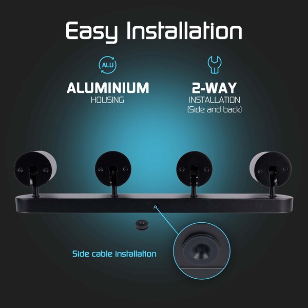 Ledvion LED Deckenstrahler Schwarz 4-licht - Dimmbar - 3W - 2700K - Neigbar