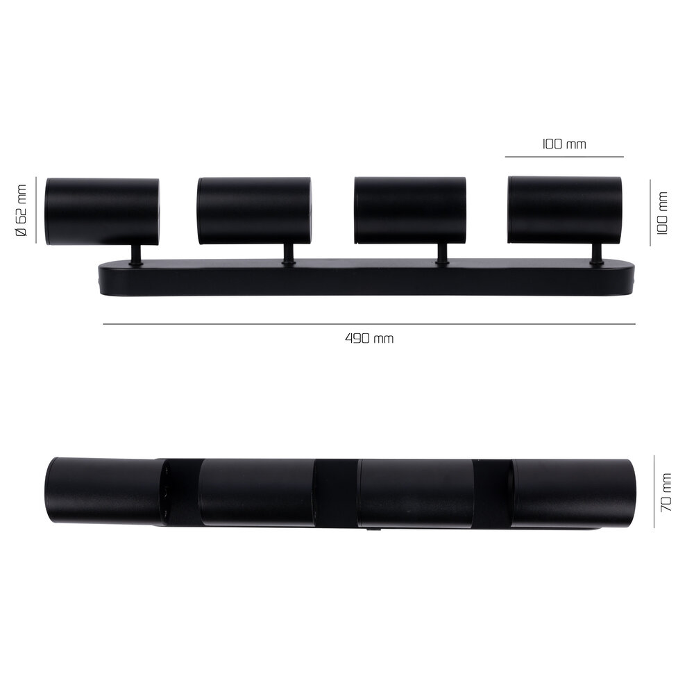Ledvion LED Deckenstrahler Schwarz 4-licht - Dimmbar - 3W - 2700K - Neigbar