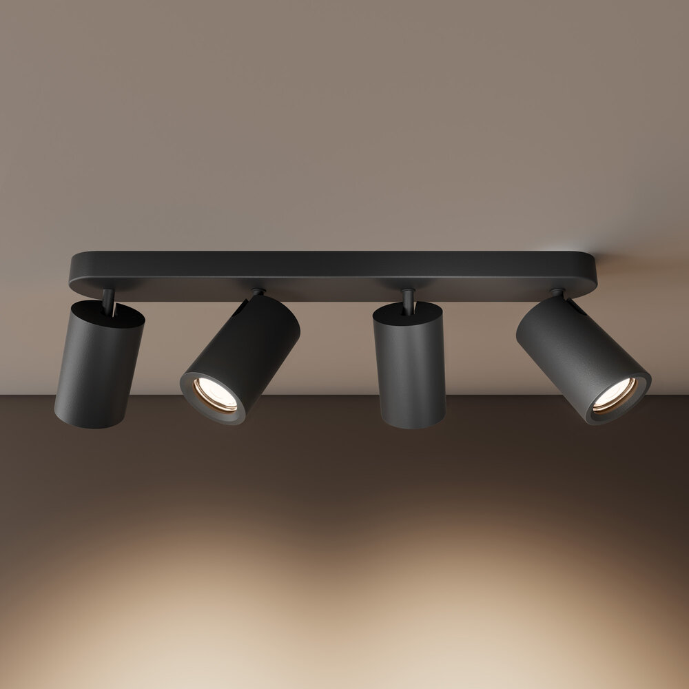 Ledvion LED Deckenstrahler Schwarz 4-licht - Dimmbar - 3W - 4000K - Neigbar